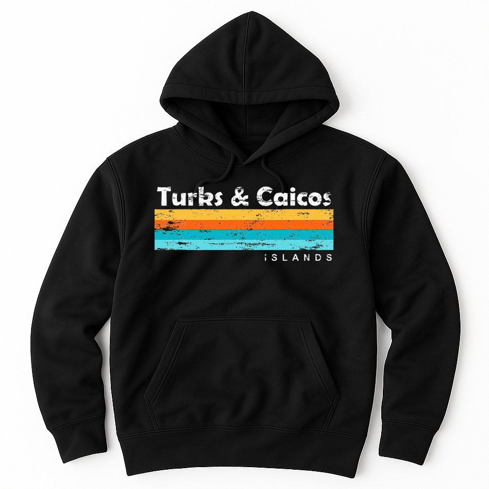 Vintage Turks & Caicos Islands Palm Trees Grace Bay Beach Hoodie
