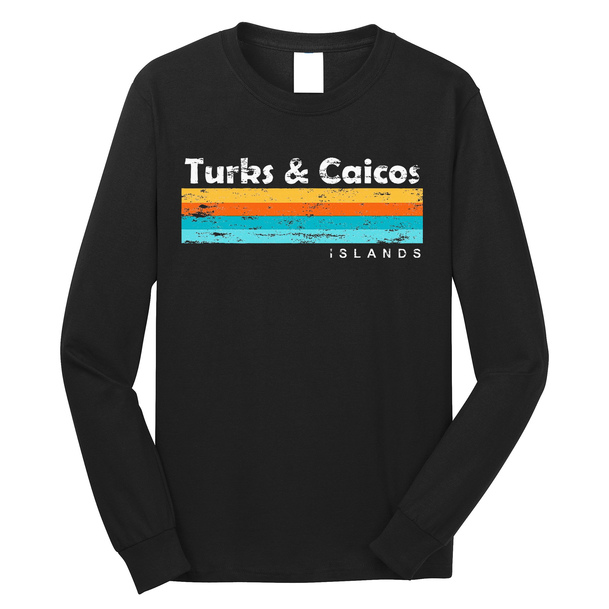 Vintage Turks & Caicos Islands Palm Trees Grace Bay Beach Long Sleeve Shirt