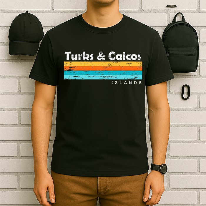 Vintage Turks & Caicos Islands Palm Trees Grace Bay Beach T-Shirt