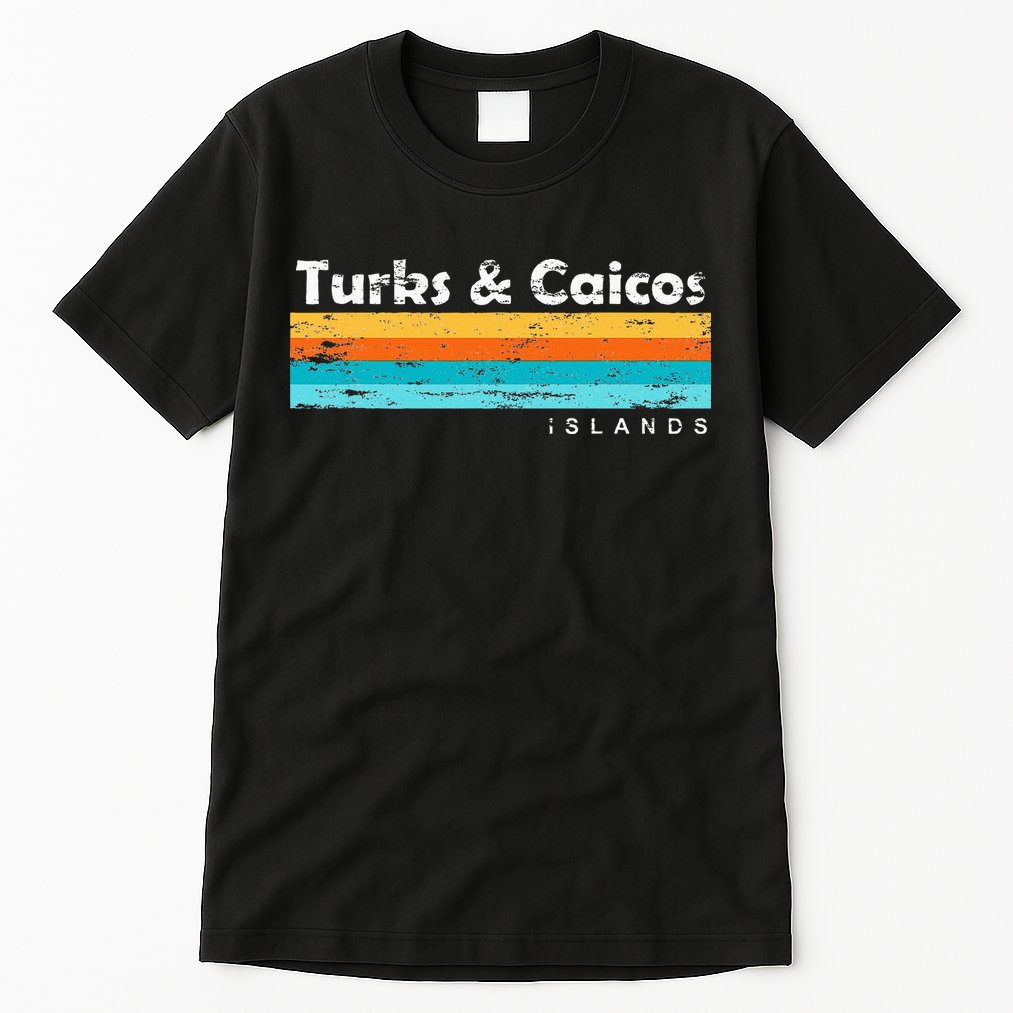 Vintage Turks & Caicos Islands Palm Trees Grace Bay Beach Tall T-Shirt