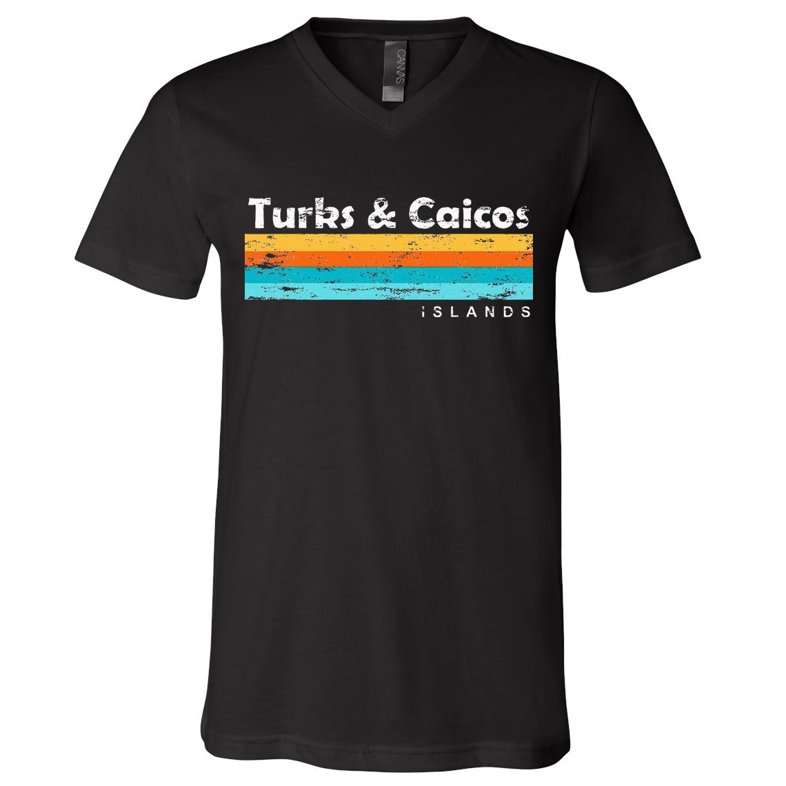 Vintage Turks & Caicos Islands Palm Trees Grace Bay Beach V-Neck T-Shirt