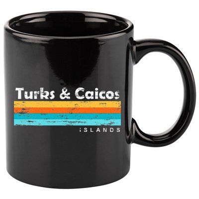 Vintage Turks & Caicos Islands Palm Trees Grace Bay Beach 11oz C Handle Ceramic Mug