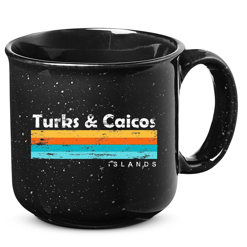 Vintage Turks & Caicos Islands Palm Trees Grace Bay Beach 15oz Campfire Ceramic Mug