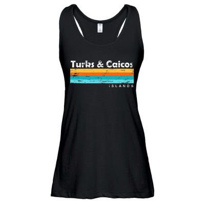Vintage Turks & Caicos Islands Palm Trees Grace Bay Beach Ladies Essential Flowy Tank