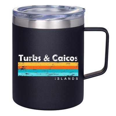 Vintage Turks & Caicos Islands Palm Trees Grace Bay Beach 12oz Stainless Steel Coffee Mug