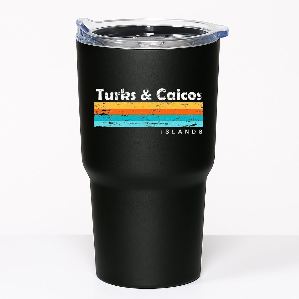 Vintage Turks & Caicos Islands Palm Trees Grace Bay Beach Tumbler