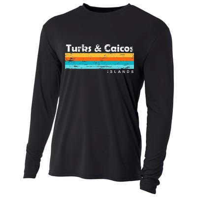 Vintage Turks & Caicos Islands Palm Trees Grace Bay Beach Cooling Performance Long Sleeve Crew