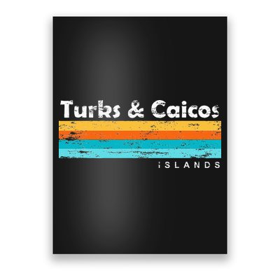 Vintage Turks & Caicos Islands Palm Trees Grace Bay Beach Poster