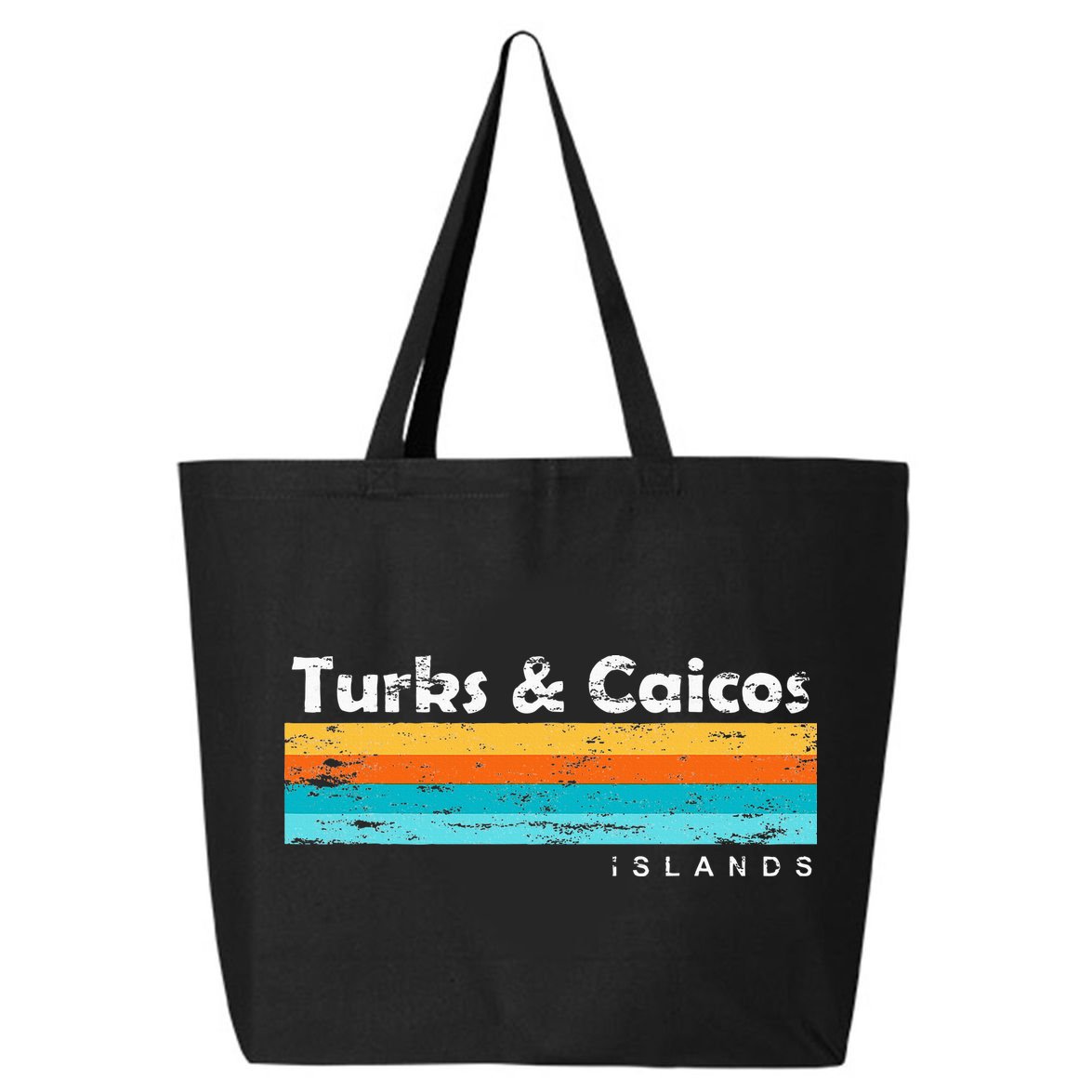 Vintage Turks & Caicos Islands Palm Trees Grace Bay Beach 25L Jumbo Tote