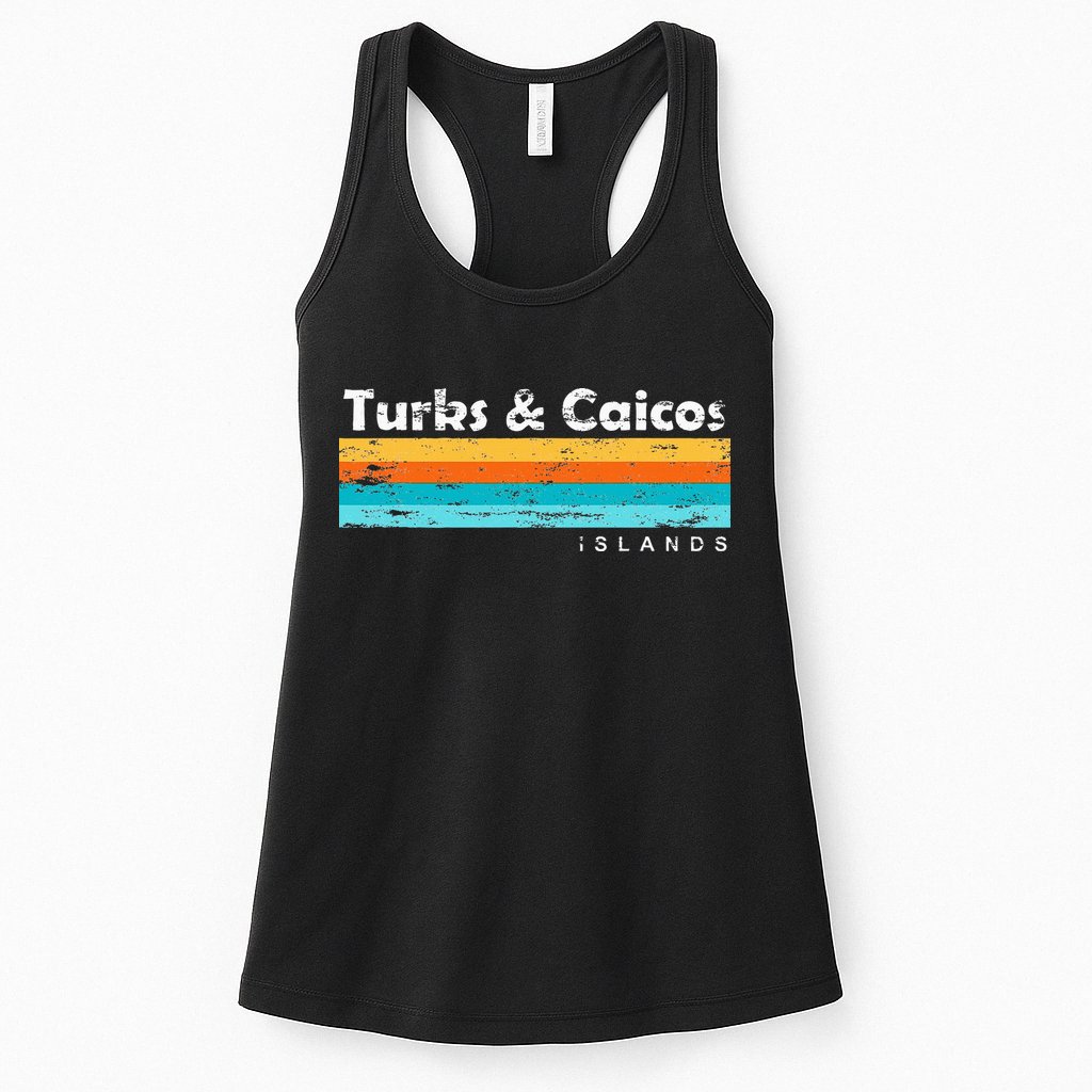 Vintage Turks & Caicos Islands Palm Trees Grace Bay Beach Womens Tank Top