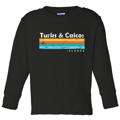 Vintage Turks & Caicos Islands Palm Trees Grace Bay Beach Toddler Long Sleeve Shirt