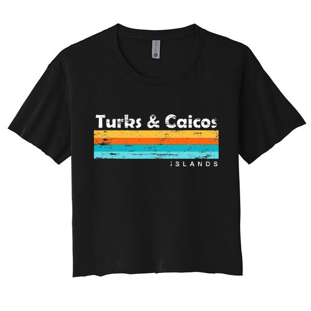 Vintage Turks & Caicos Islands Palm Trees Grace Bay Beach Crop Top