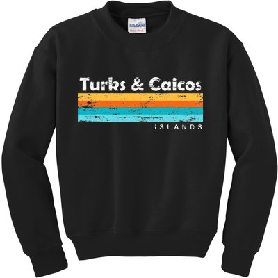 Vintage Turks & Caicos Islands Palm Trees Grace Bay Beach Kids Sweatshirt