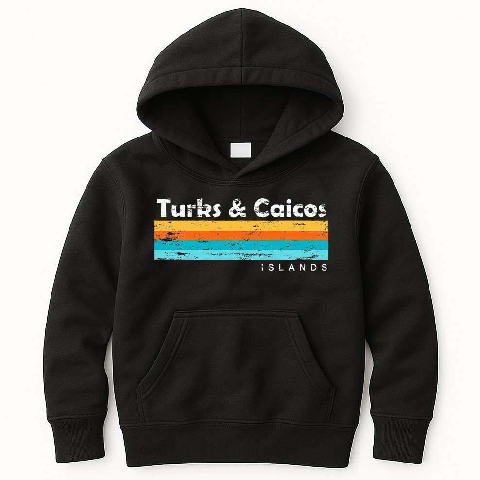 Vintage Turks & Caicos Islands Palm Trees Grace Bay Beach Kids Hoodie