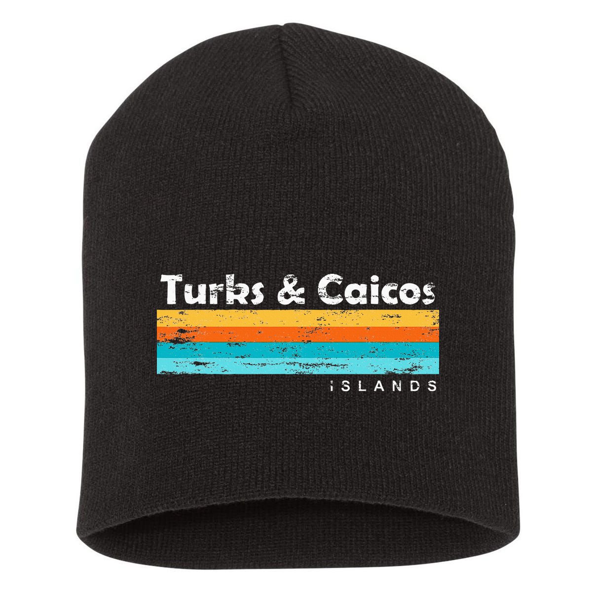 Vintage Turks & Caicos Islands Palm Trees Grace Bay Beach Short Acrylic Beanie