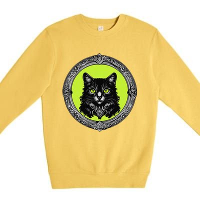 Vintage Tabby Cat Medalion Kitty Graphic Premium Crewneck Sweatshirt