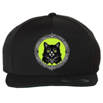 Vintage Tabby Cat Medalion Kitty Graphic Wool Snapback Cap