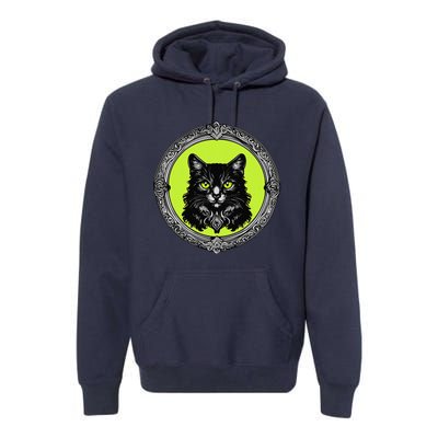 Vintage Tabby Cat Medalion Kitty Graphic Premium Hoodie