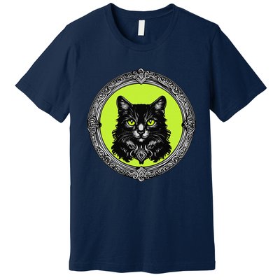 Vintage Tabby Cat Medalion Kitty Graphic Premium T-Shirt