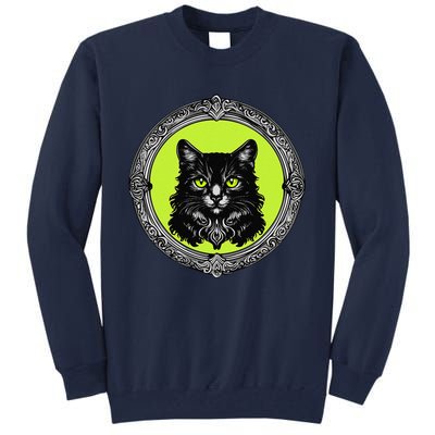 Vintage Tabby Cat Medalion Kitty Graphic Tall Sweatshirt