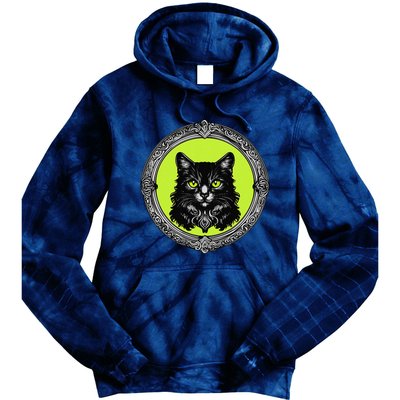 Vintage Tabby Cat Medalion Kitty Graphic Tie Dye Hoodie