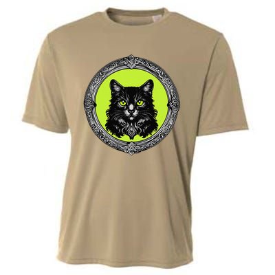 Vintage Tabby Cat Medalion Kitty Graphic Cooling Performance Crew T-Shirt