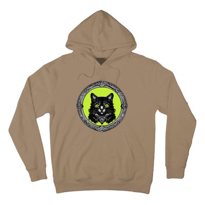 Vintage Tabby Cat Medalion Kitty Graphic Hoodie