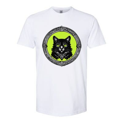 Vintage Tabby Cat Medalion Kitty Graphic Softstyle CVC T-Shirt