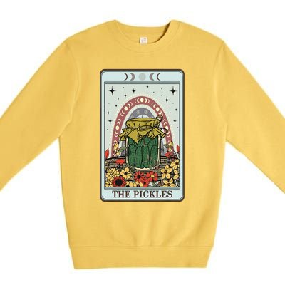 Vintage Tarot Card The Pickles Funny National Pickle Day Premium Crewneck Sweatshirt