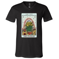 Vintage Tarot Card The Pickles Funny National Pickle Day V-Neck T-Shirt