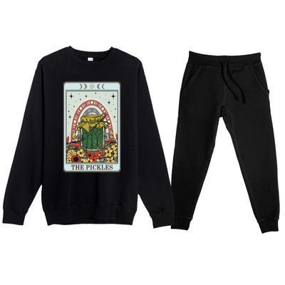 Vintage Tarot Card The Pickles Funny National Pickle Day Premium Crewneck Sweatsuit Set