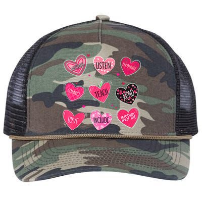 Valentine Teacher Conversation Hearts Teacher Vday Clothes Gift Retro Rope Trucker Hat Cap