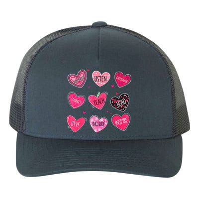 Valentine Teacher Conversation Hearts Teacher Vday Clothes Gift Yupoong Adult 5-Panel Trucker Hat