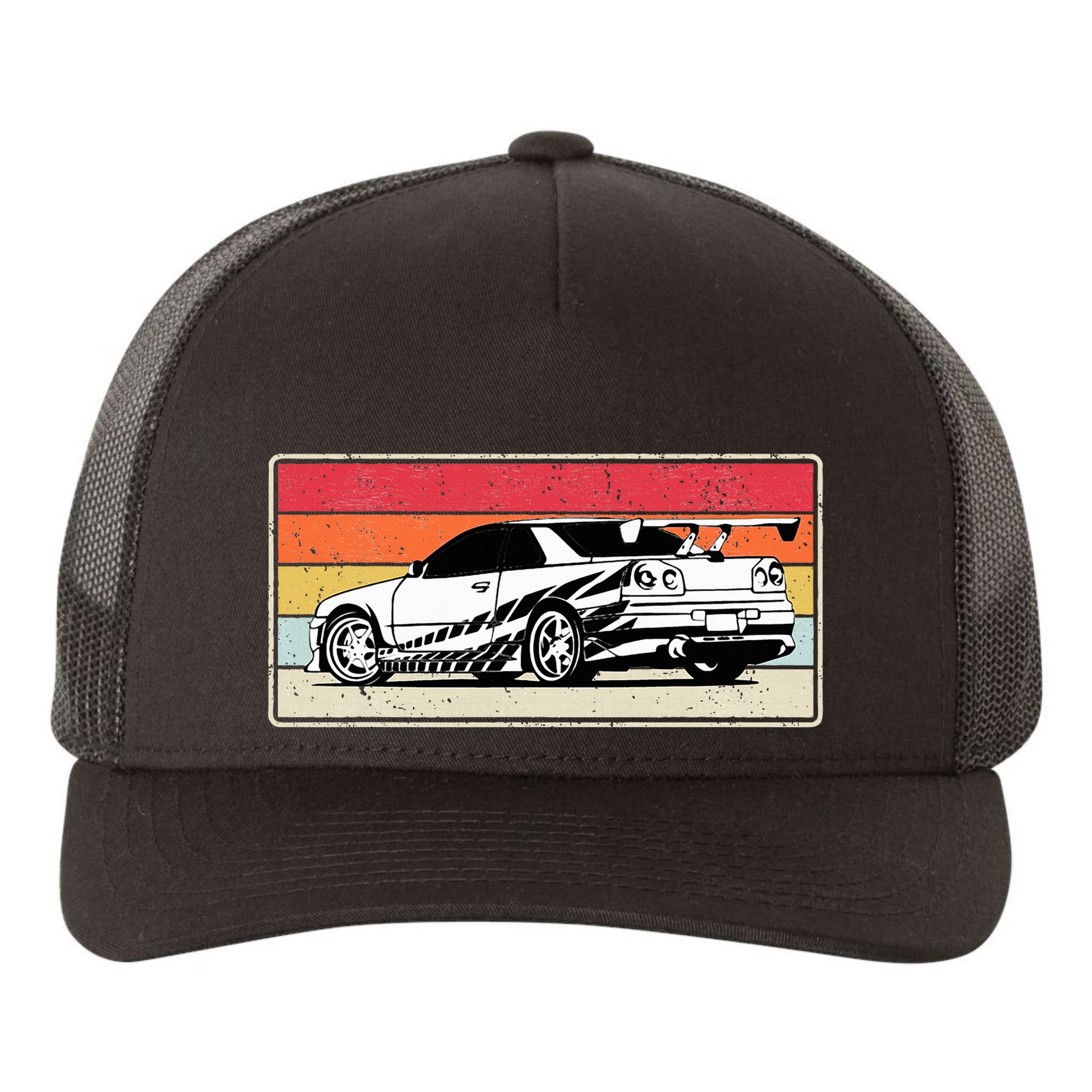 Vintage Tuner Car Skyline Graphic Retro Racing Drift Car Yupoong Adult 5-Panel Trucker Hat