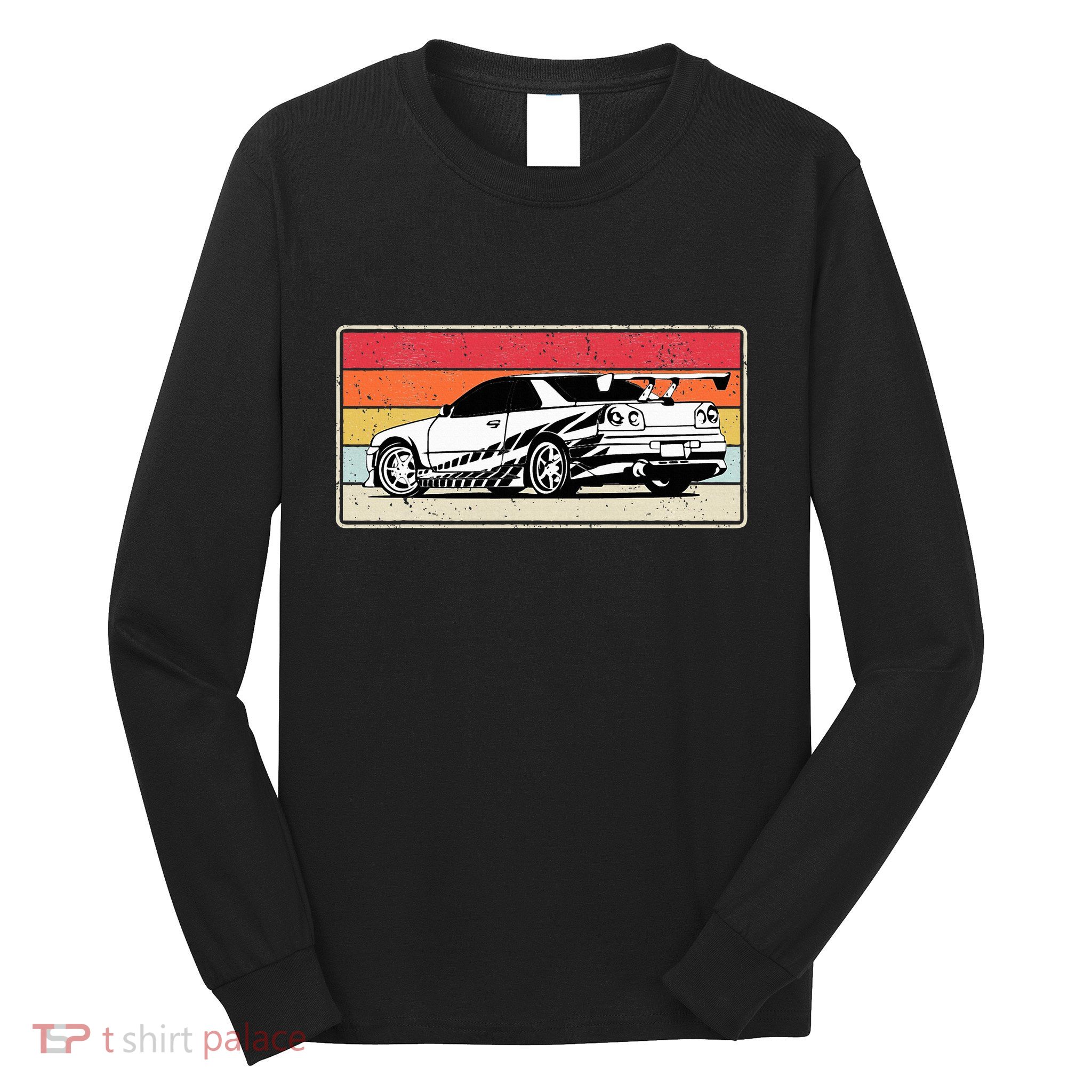 Vintage Tuner Car Skyline Graphic Retro Racing Drift Car Long Sleeve Shirt