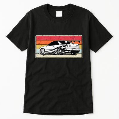 Vintage Tuner Car Skyline Graphic Retro Racing Drift Car Tall T-Shirt