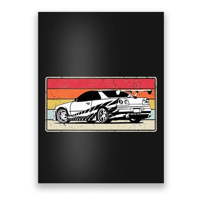 Vintage Tuner Car Skyline Graphic Retro Racing Drift Car Poster
