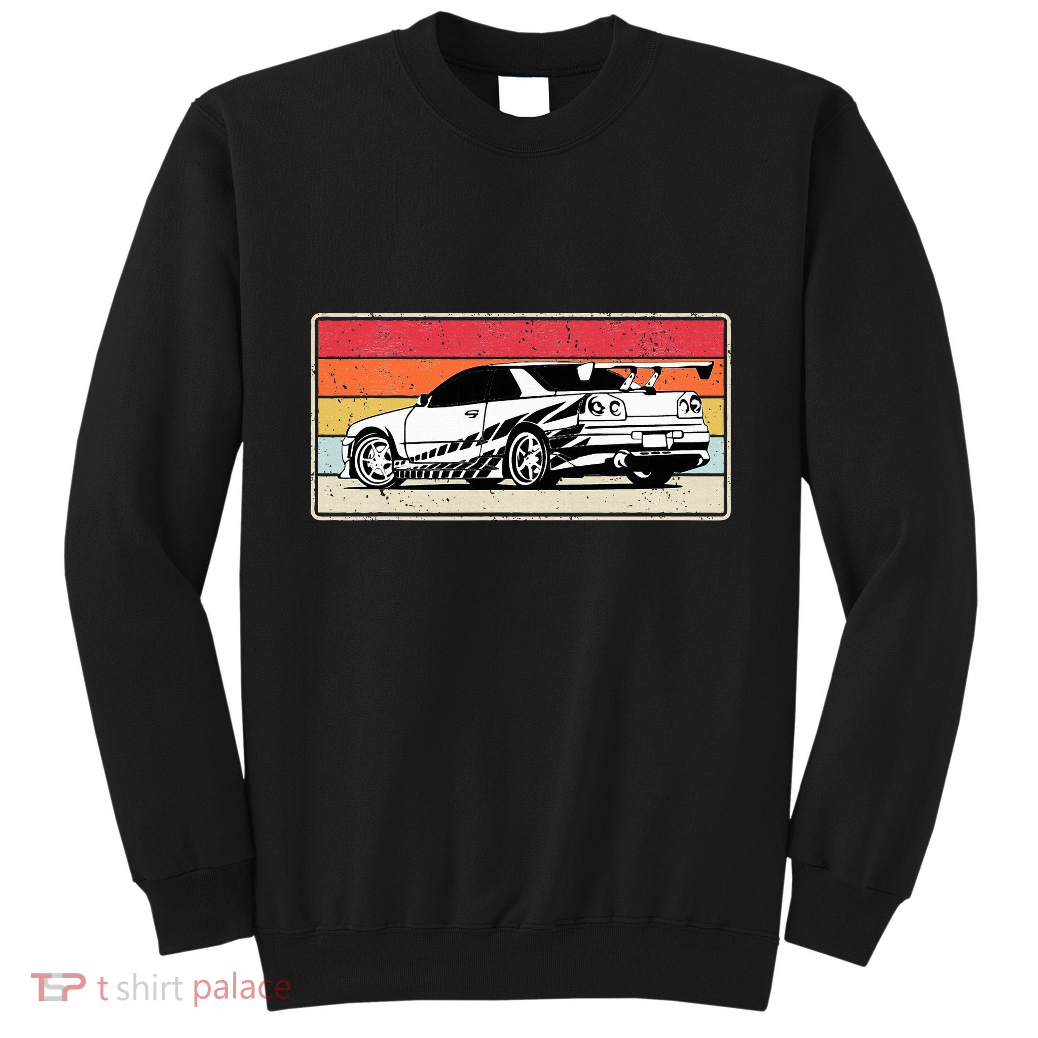 Vintage Tuner Car Skyline Graphic Retro Racing Drift Car Tall Sweatshirt