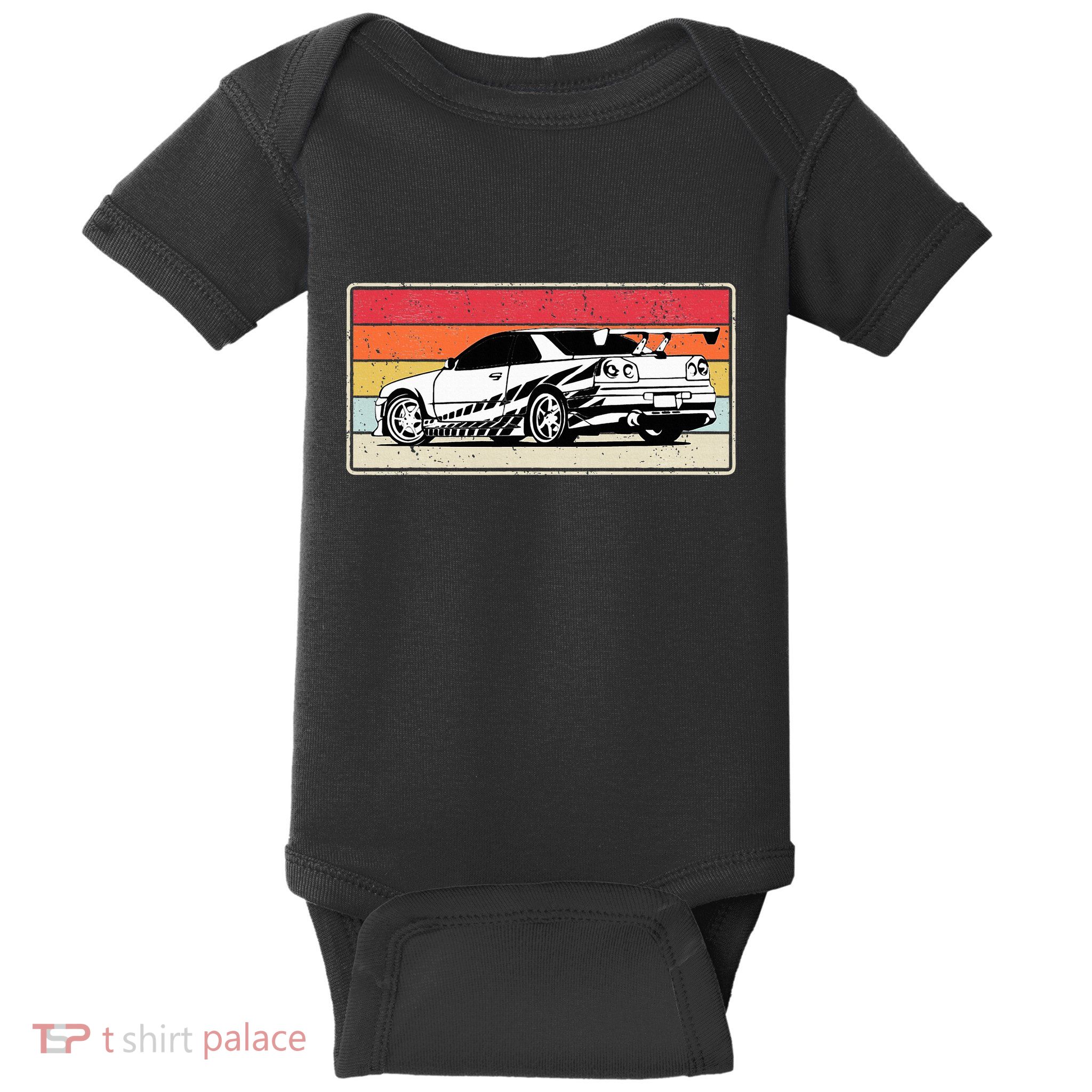 Vintage Tuner Car Skyline Graphic Retro Racing Drift Car Baby Bodysuit