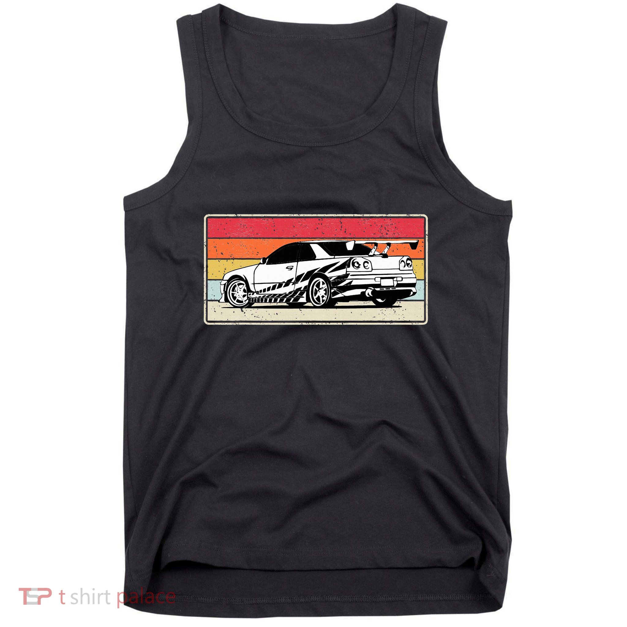 Vintage Tuner Car Skyline Graphic Retro Racing Drift Car Tank Top