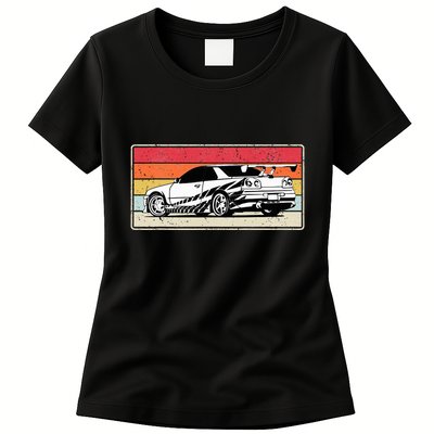 Vintage Tuner Car Skyline Graphic Retro Racing Drift Car Womens T-Shirt