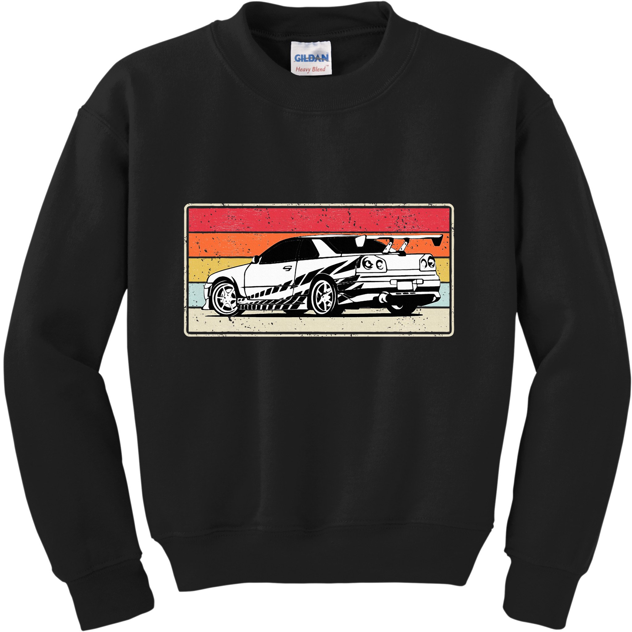 Vintage Tuner Car Skyline Graphic Retro Racing Drift Car Kids Sweatshirt