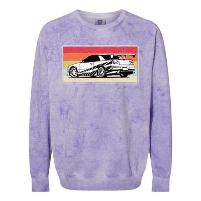 Vintage Tuner Car Skyline Graphic Retro Racing Drift Car Colorblast Crewneck Sweatshirt