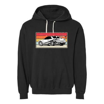 Vintage Tuner Car Skyline Graphic Retro Racing Drift Car Garment-Dyed Fleece Hoodie