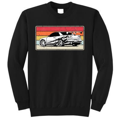 Vintage Tuner Car Skyline Graphic Retro Racing Drift Car Sweatshirt