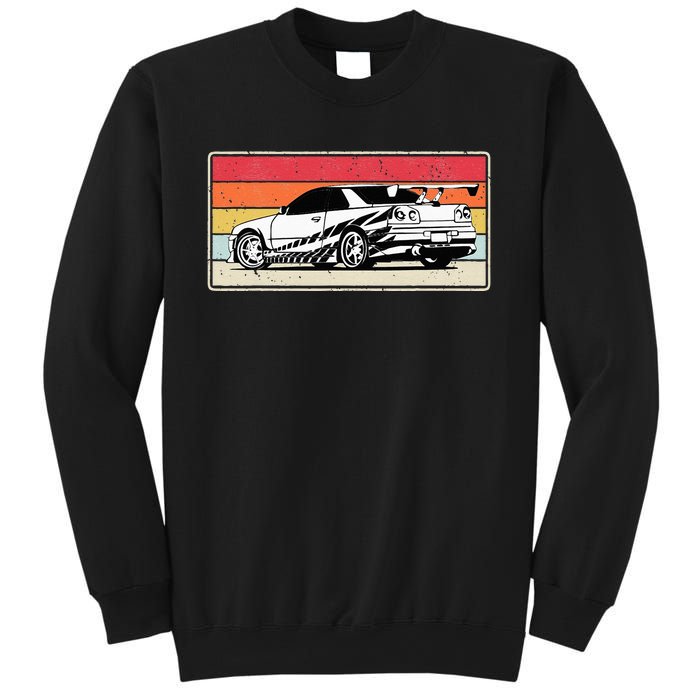 Vintage Tuner Car Skyline Graphic Retro Racing Drift Car Sweatshirt