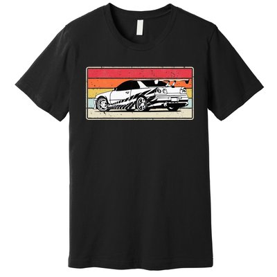 Vintage Tuner Car Skyline Graphic Retro Racing Drift Car Premium T-Shirt