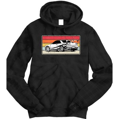 Vintage Tuner Car Skyline Graphic Retro Racing Drift Car Tie Dye Hoodie