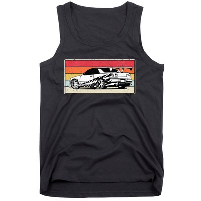 Vintage Tuner Car Skyline Graphic Retro Racing Drift Car Tank Top