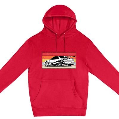 Vintage Tuner Car Skyline Graphic Retro Racing Drift Car Premium Pullover Hoodie